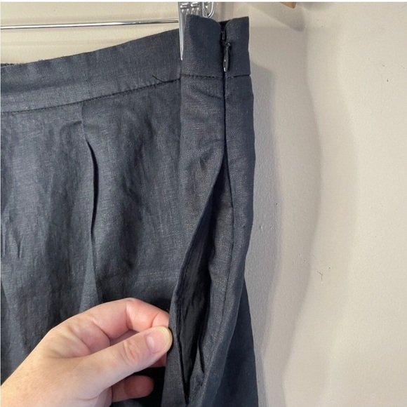 NWT ANTHROPOLOGIE Black Wide Leg Cropped Linen Pant, XL - Picture 5 of 10